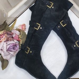 Knee High Black Suede Boots
